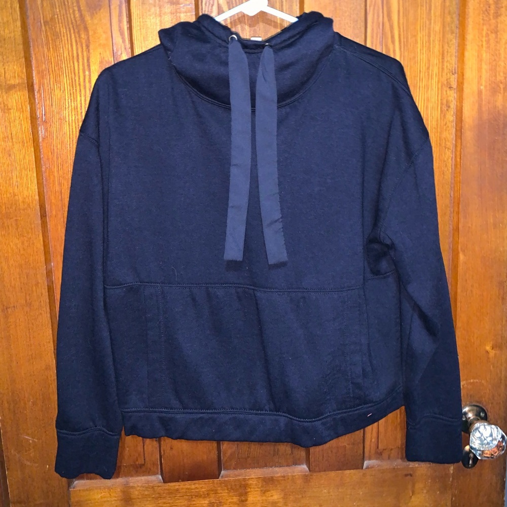 Philosophy Cropped Cowl-Neck Hoodie